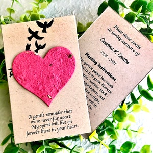 Plantable Memorial Cards with Seed Paper Hearts - In Loving Memory - Sustainable Funeral Cards - Personalized