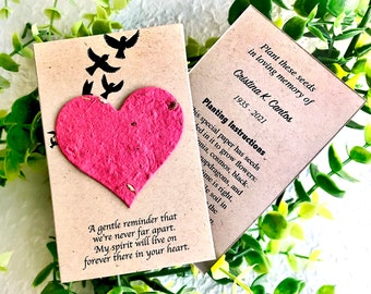 Plantable Memorial Cards with Seed Paper Hearts - In Loving Memory - Sustainable Funeral Cards - Personalized