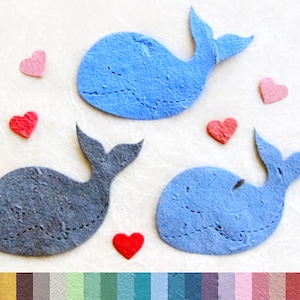 10+ Bomboniere per Baby Shower a forma di balena in carta con semi piantabili - Balene in carta con semi di fiori - Bomboniere per Baby Shower sotto il mare - Bomboniere per matrimoni
