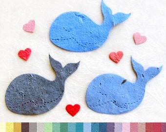 10+ Plantable Seed Paper Whale Baby Shower Favors - Flower Seed Paper Whales - Under the Sea Baby Shower Favors - Wedding Favors