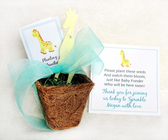 10 Plantable Seed Paper Giraffes Baby Shower Favors