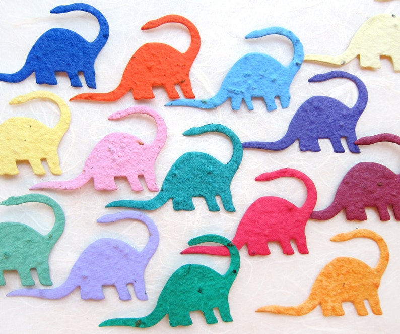 18 Dinosaur Seed Paper Birthday Party Favors Plantable Paper Triceratops Kids Dinosaur Party Favors image 4