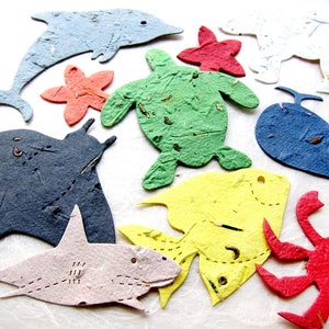 10+ Plantable Seed Paper Sea Animal Favors - Splish Splash Birthday