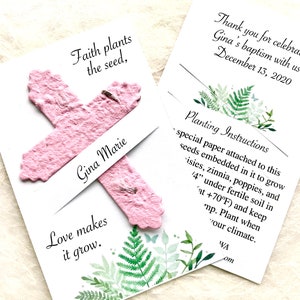32 With Pots Option Seed Paper Faith Plants the Seed Baptism Favors with Cross Cards Personalized First Communion Christening image 2