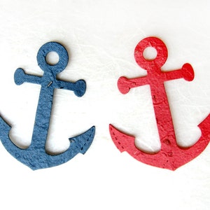 60 Ancore di carta con semi piantumabili - Bomboniere per matrimonio nautiche - Segnaposto fai da te con ancora di semi di fiori - Carta piantumabile rossa e blu navy