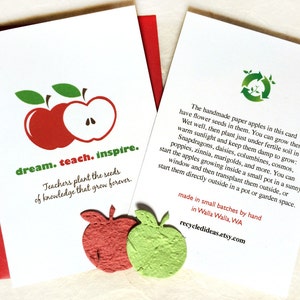 Teacher Appreciation Week Thank You Card Plantable Seed Paper Apples Personalized option image 4