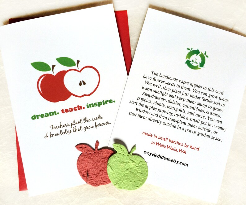 Teacher Appreciation Week Thank You Card Plantable Seed Paper Apples Personalized option image 4