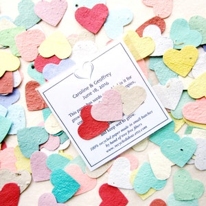 10+ Personalized Flower Seed Paper Confetti Packets - Hearts and more custom colors