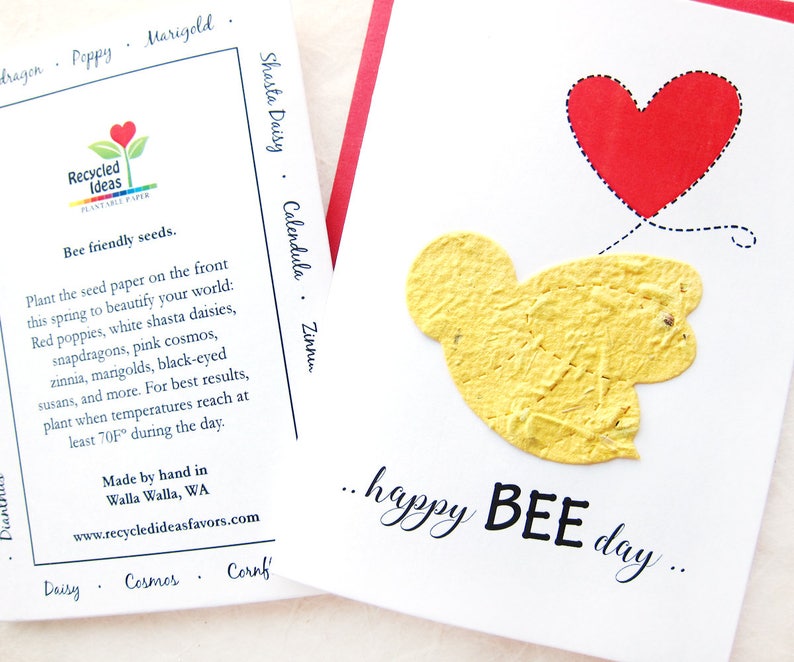 Plantable Seed Paper Cards Your Choice Style Thank You Happy Birthday New House Father's Day Fishing Happy Bee Day