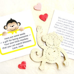 12 Seed Paper Monkeys Baby Shower Favors Birthday Party Favors Custom Card option image 3