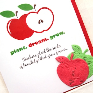 Teacher Appreciation Week Thank You Card Plantable Seed Paper Apples Personalized option image 1