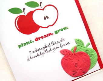 Teacher Appreciation Week Thank You Card - Plantable Seed Paper Apples - Personalized option