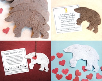 20 Seed Paper Bears - Plantable Flower Seed Polar Bears - Valentines Bears - Baby Shower Favors