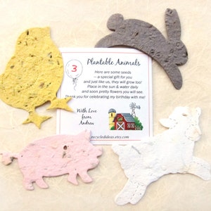 24 cadeaux de fête d'anniversaire de ferme en papier de graine - Anniversaire de basse-cour de basse-cour de basse-cour de papier de graine de vache - Option de cartes personnalisées