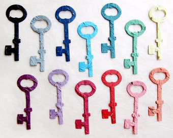 100 Flower Seed Paper Skeleton Keys - Love is the Key Tags Option - Eco Friendly Vintage Wedding Favors