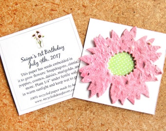 100 Personalized Daisy Flower Seed Packets Wedding Favors - Pink Yellow White Seed Paper Flowers - Mason Jar Cards