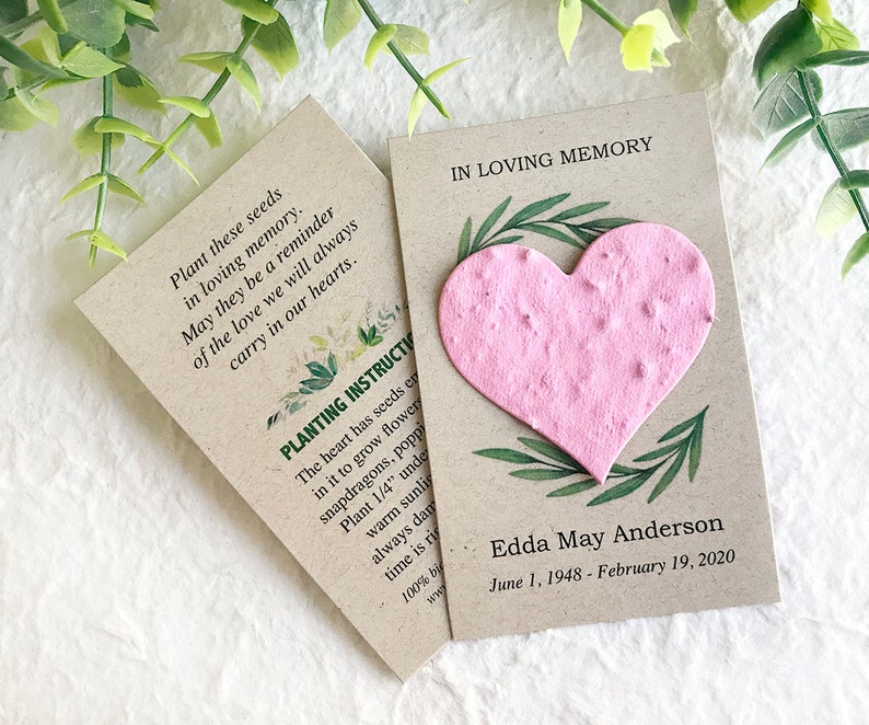 Flower Seed Paper Memorial Cards In Loving Memory Plantable Paper Funeral Program Insert Eco Friendly Sustainable Funeral image 9