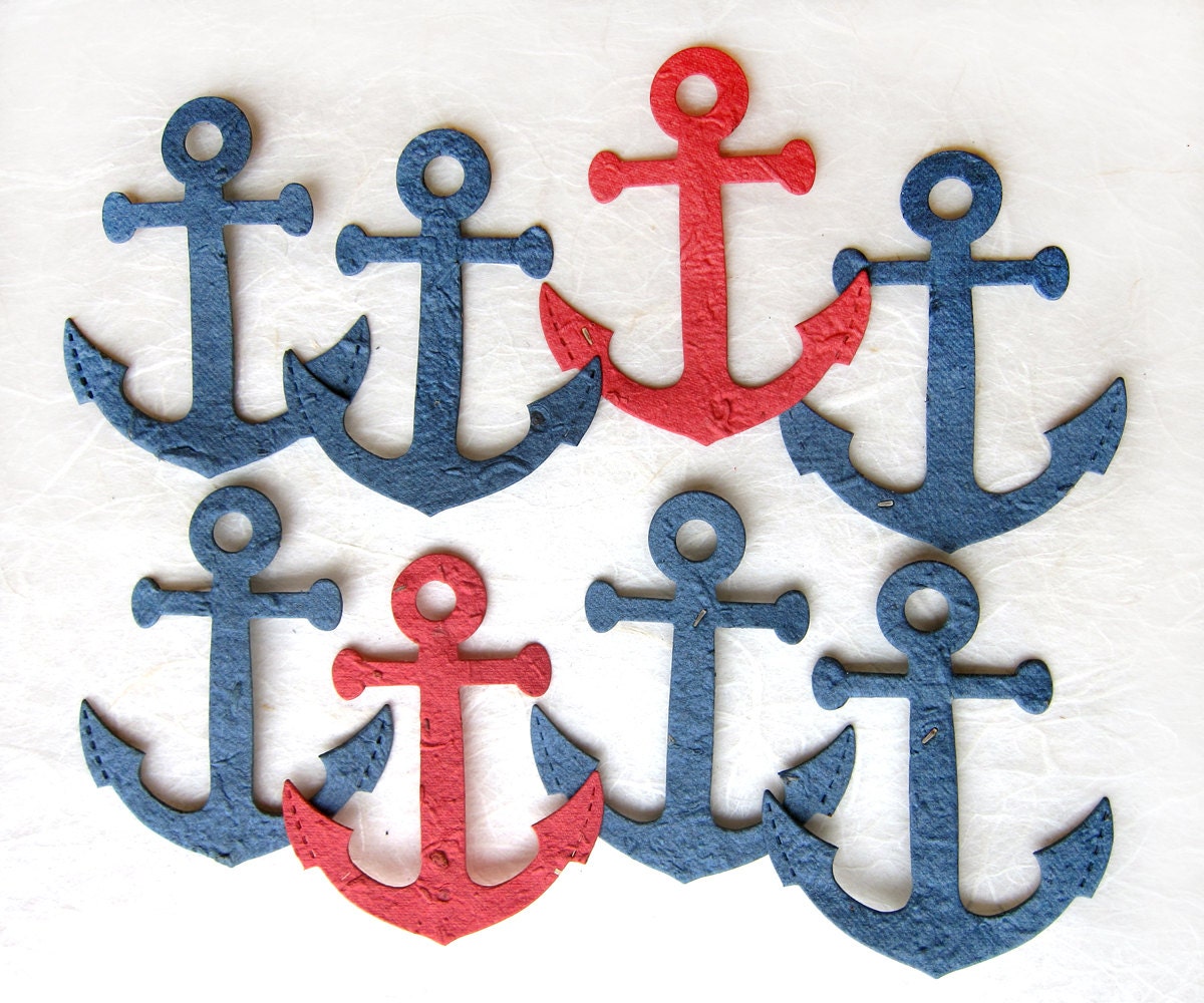 30 Flower Seed Paper Anchors - Marine Nautical Navy Wedding Favors 30 Flower Seed Paper Anchors - Marine Nautical Navy Wedding Favors