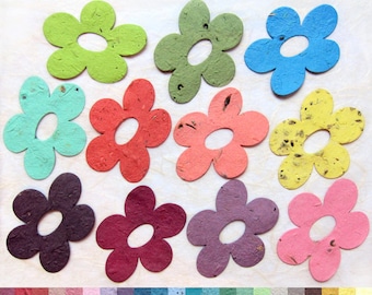 25 Five Petal Seed Paper Flowers - Tropical Hot Pink Purple Lilac Aqua Lime and more