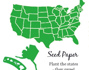 100 Plantable Seed Paper States - Texas California Florida New York Michigan Illinois Montana Oregon Washington and more - Your Choice State
