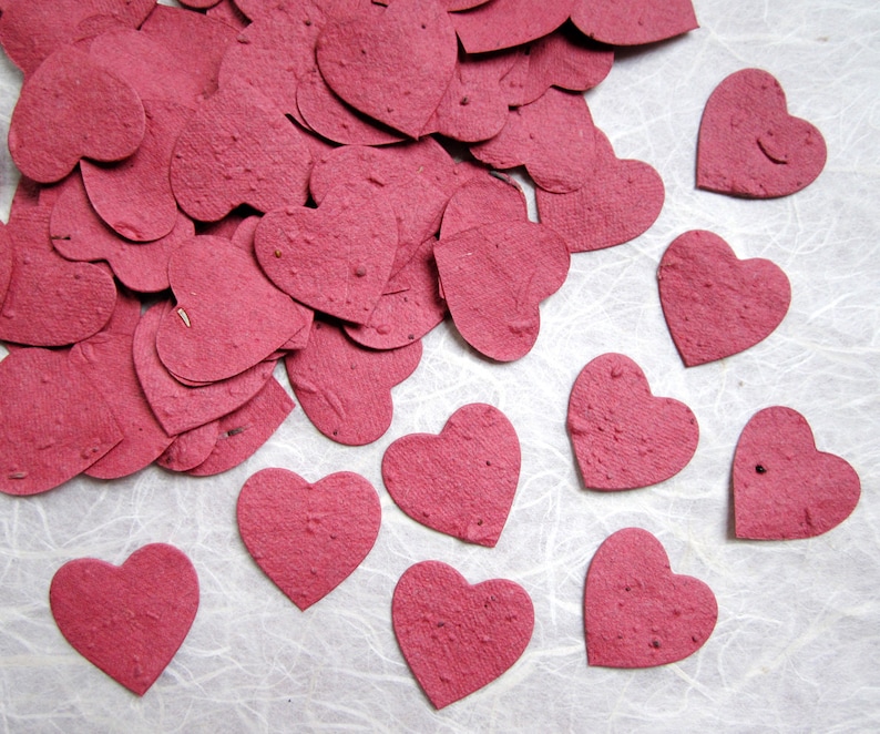 100 Flower Seed Paper Confetti Hearts Wedding Favors Red Pink Blue Green Yellow Purple and more Plantable Paper image 7