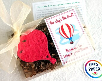 Plantable Hot Air Balloon - Graduation Gift Thank You Friendship - Sky is the Limit Wedding Favors - Custom Wording