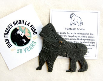 25 Plantable Paper Gorillas - Flower Seed Paper Gorilla - Jungle Baby Shower - Zoo Birthday Party Wedding Favors