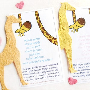 10 Giraffe di carta con semi piantabili - Bomboniere per baby shower - Personalizzate - Compleanno per bambini - Nozze allo zoo - con semi di fiori - Opzione confezione regalo