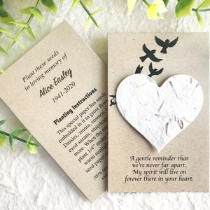 Plantable Memorial Cards with Seed Paper Hearts In Loving Memory Sustainable Funeral Cards Personalized image 2