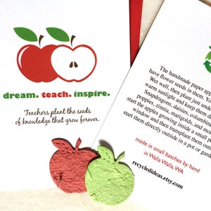 Teacher Appreciation Week Thank You Card Plantable Seed Paper Apples Personalized option image 5