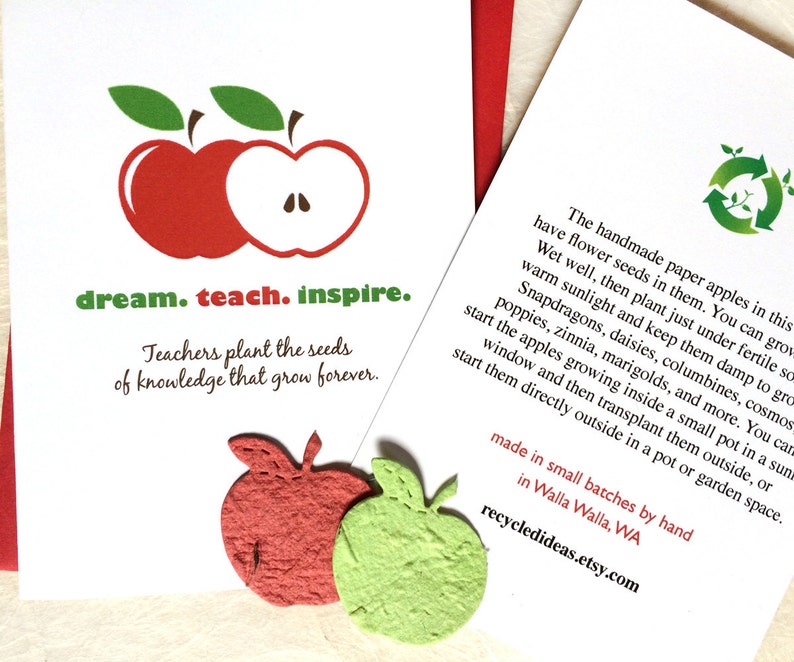 Teacher Appreciation Week Thank You Card Plantable Seed Paper Apples Personalized option image 5