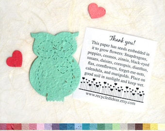 Plantable Seed Paper Owls Baby Shower Favors - Flower Seed Owls