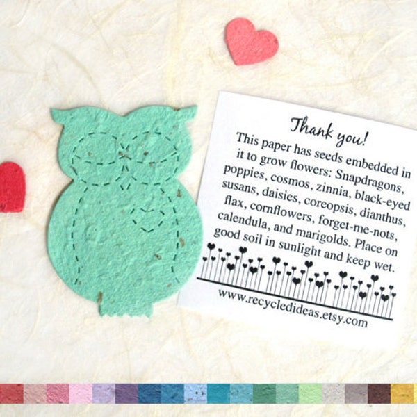 Plantable Seed Paper Owls Baby Shower Favors - Flower Seed Owls