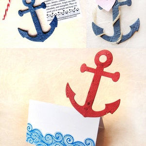 60 Plantable Seed Paper Anchors Nautical Wedding Favors Flower Seed Anchor DIY Place Cards Red Navy Blue Plantable Paper image 7