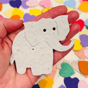 25 Blumensamen-Papier-Elefant-Babyparty-Gastgeschenke - bepflanzbares Papier mit personalisierten Karten