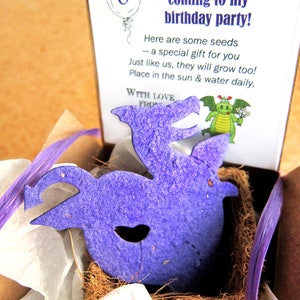 12 Seed Paper Dragon Birthday Party Favor Cards Flower Seeds image 9