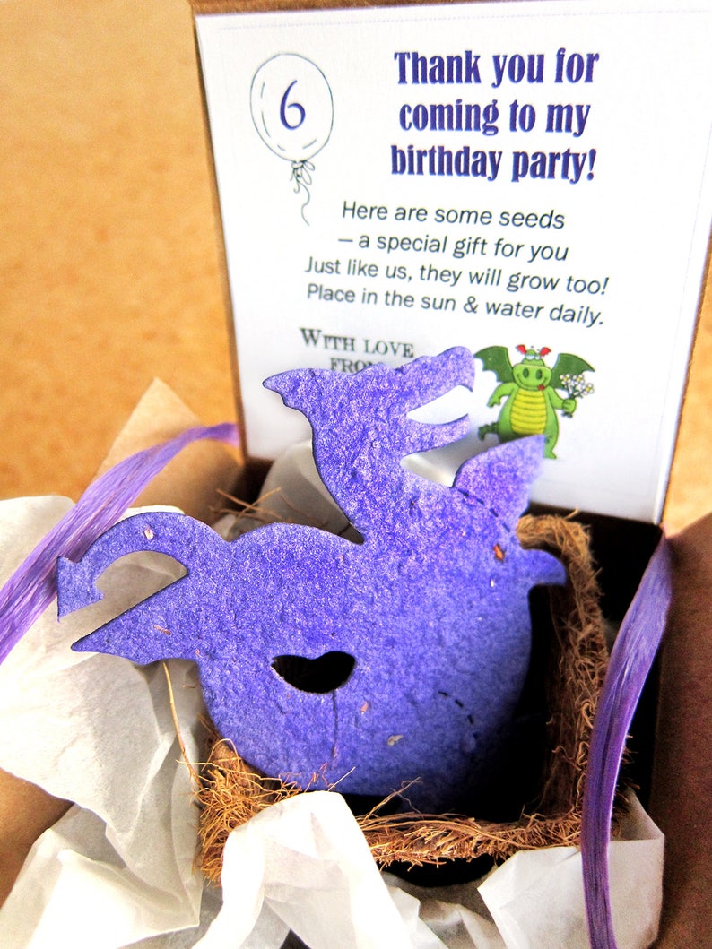 12 Seed Paper Dragon Birthday Party Favor Cards Flower Seeds image 9