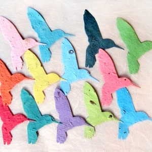 10+ Seed Paper Hummingbirds - Plantable Paper Bird Wedding Favors with Flower Seeds