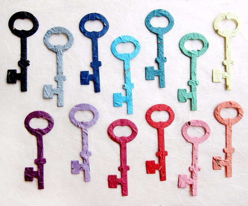 50 EcoFriendly Seed Paper Skeleton Keys Wedding Favors  image 1