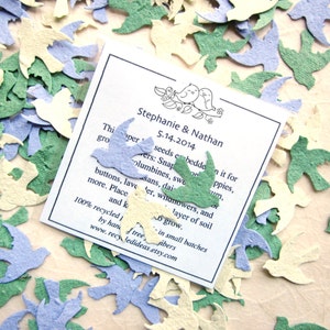 100 Love Birds Seed Wedding Favors Plantable Flower Seed Paper Birds Confetti Doves Sage Green Cream Lilac Seed Paper and more image 2