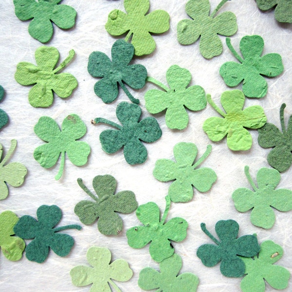 100+ Seed Paper Clovers Irish Wedding Favors - Plantable Flower Seed Four Leaf Clovers - Lucky in Love Shamrocks