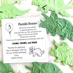 30 lembrancinhas de aniversário de dinossauro de papel semente - cartões personalizados