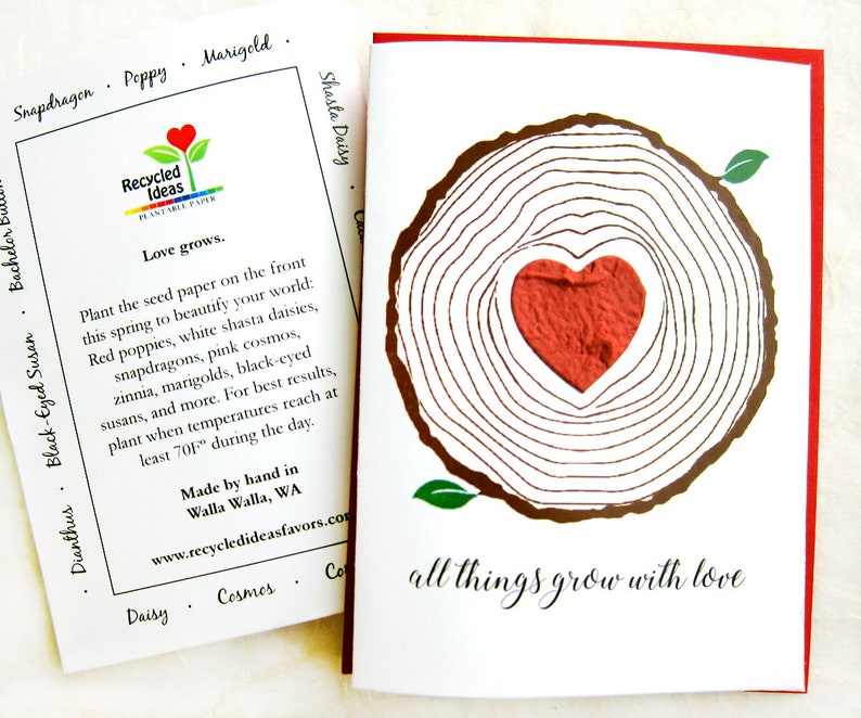 Plantable Seed Paper Cards Your Choice Style Thank You Happy Birthday New House Father's Day Fishing Tree Ring Heart