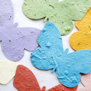 10+ Pflanzbare Samenpapier Schmetterlinge Tischkarten - Blumensamen Gastgeschenke - Schmetterling Gastgeschenke - Flieder Hellblau Etc
