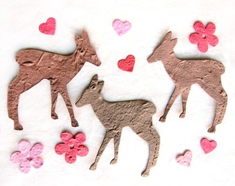 20 Plantable Deer Woodland Wedding Favors Flower Seed Paper - Baby Shower option - Fawned of You