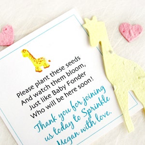 24 Plantable Giraffe Baby Shower Favors Flower Seed Paper Giraffe Pots Zoo Baby Shower Favors Pale Yellow Aqua and more image 2