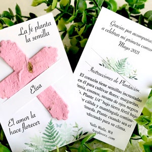 32 With Pots Option Seed Paper Faith Plants the Seed Baptism Favors with Cross Cards Personalized First Communion Christening image 9