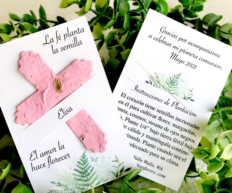 32 With Pots Option Seed Paper Faith Plants the Seed Baptism Favors with Cross Cards Personalized First Communion Christening image 9