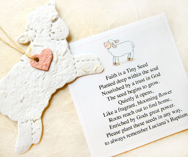 12 Seed Paper Lamb Favors Baby Shower Favor Image 0