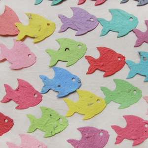 Pesciolini di carta con semi di fiori - Pesciolini tropicali di carta con semi di fiori - Bomboniere per matrimoni in spiaggia - Pesciolini di carta piantabili